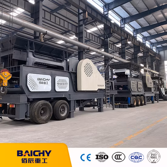 채석장 장비 모바일 휴대용 플랜트 모바일 1차 석재 광석 화강암 석회석 철 암석 분쇄기 기계